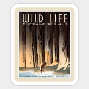 Restored USA Dept of the Interior and National Park Service Wildlife Preservation Poster Sticker